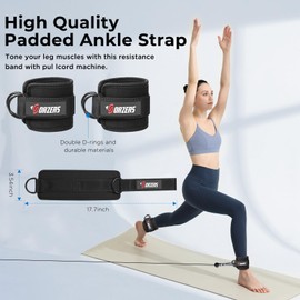 Ankle Strap for Cable Machines, Resistance Bands, Glute Workouts, Leg Extensions, Hip Abductors, Home or Gym Use (Black)