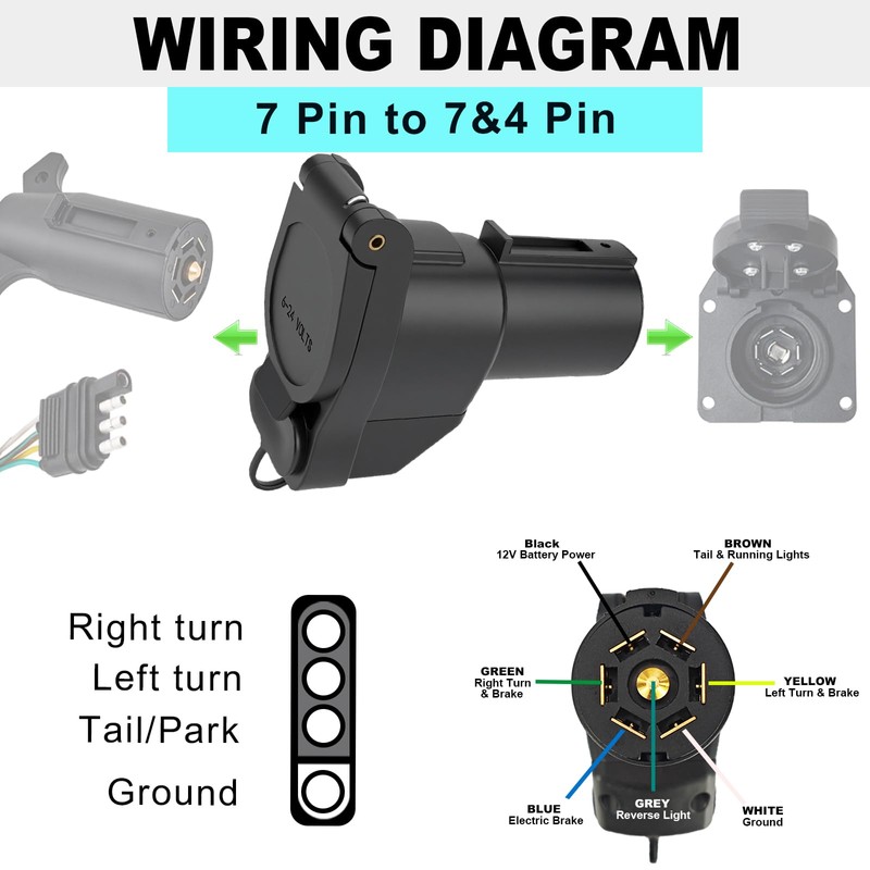 Multi Tow Trailer Adapter 7 Pin to 4 Pin Trailer