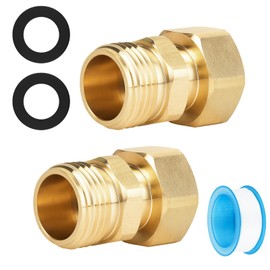 VQQLII Garden Hose Swivel Connector, Pressure Washer Swivel Fitting Faucet 3/4 NPT to Garden Hose Elbow Adapter, Brass Fittings - 2 Packs