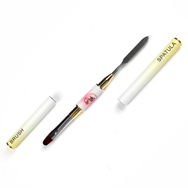 Dual Brush and Spatula, #15 Hybrid, 100% Kolinsky Hair for Hybrid Gel Nail Polish