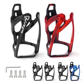 Ainiv Bike Water Bottle Cage, 2PCS Plastic PC Bike Water Bottle Holder, Bicycle Cup Holder, Cycling Bottle Holder for Road Bike and Mountain Bike, Black + Black Red