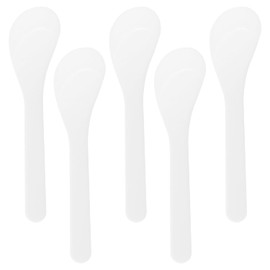ONLYKXY 5pcs 5inch Plastic Beauty Spoon Facial Cream Brush Makeup Scoop Mud Reusable Cosmetic Dig Scoop Spatula Mask Tip for Lotions Moisturizers Home Salon DIY Facemask Mixing Sampling (White)