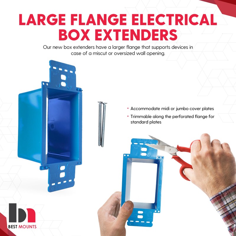 BestMounts - 1 Pack Electrical Power Outlet Box Extender Kit
