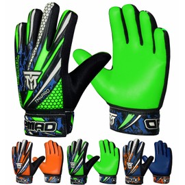 TOPMAD Goalkeeper Gloves for Kids Boys Youth, Soccer Goalie Gloves Kids with Double Wrist Support, Strong Grip Double Padded Palm football gloves boys (Green, Size 3 suitable for 5 to 6 years Old)