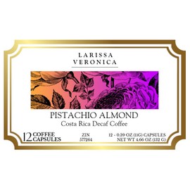 Pistachio Almond Costa Rica Decaf Coffee (Single Serve K-Cup Pods) (Gourmet, Naturally Flavored, Whole Coffee Beans) (12 pods, ZIN: 577264)