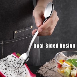Ouliget Double End Grapefruit Spoons,Stainless Steel Fruit Spoon Utensil Set,Serrated Edges Ice Cream Scrape Cut Spoons For Fruit Dessert Cheese Vegetables,2 Pieces