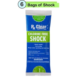 Rx Clear Chlorine-Free Swimming Pool Shock | Eliminate The Harsh Chemicals | Non-Irritating Formula | 36.2% Potassium Monopersulfate | One Pound Bags | 6 Pack