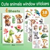 38 Animal Window Stickers, Cute Elephant, Monkey, Bird Window Stickers,