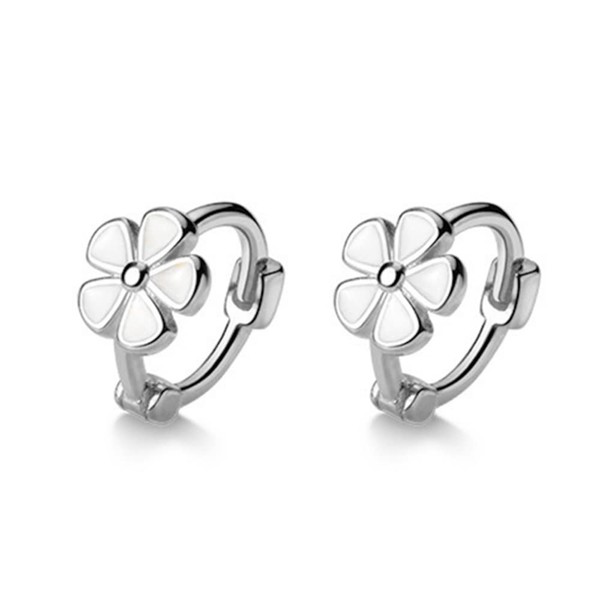 Tiny Flower Small Hoop Earrings for Women Girls Teens S925
