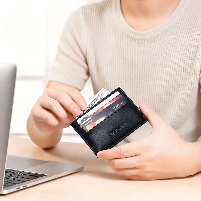 Adenpvn Leather credit card holder Minimalist Slim Front Pocket Wallet