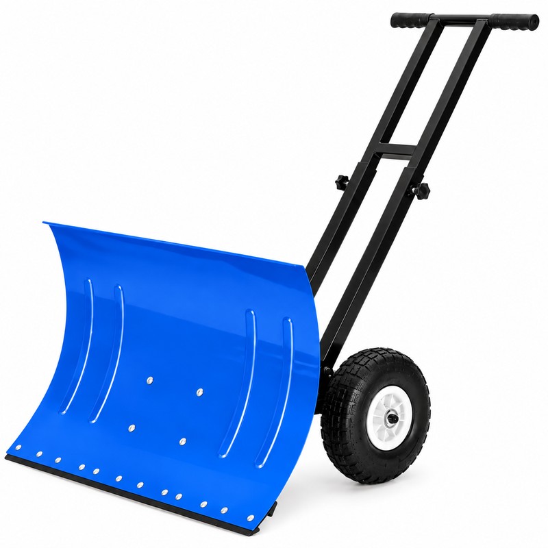 74cm Wheeled Snow Shovel for Driveways – 5-Position Adjustable Handle