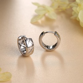 KRFY 925 Sterling Silver Small Hoop Earrings 18K Gold Plated Geometric Huggie Hoop Earrings Hexagon Hoop Earrings for Women