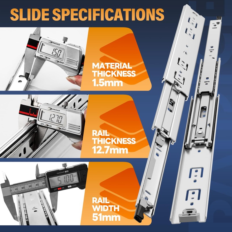 BAIDICE 1 Pair Heavy Duty Drawer Slides with Lock 12