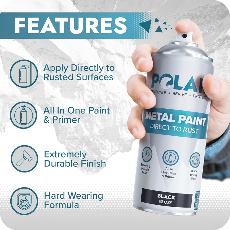 Polar Gloss Black Direct to Rust Spray Paint - 2