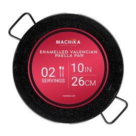 Machika Enamel Paella Pan | Paella Pan | Skillet for Paella and Rice Recipes | Perfect for Indoor & Outdoors | Easy Cleaning | Rust Proof Coating | 8 Servings | 15 inches |