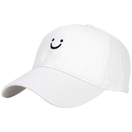 BKFDFVB Smile Face Baseball Cap for Women Men Adjustable Workouts Outdoor Activities-White