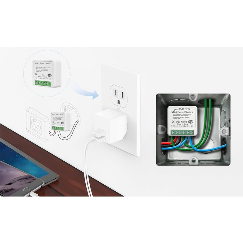 proAMEDEN WiFi Smart Switch 16A Mini Smart Switch WiFi Switch