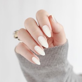 Press On Nails - Angel | Opaque White Short Almond Nails, Reusable | 15 Sizes - 30 Nail Kit