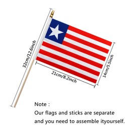 TSMD Liberia Stick Flag Liberian Small Mini Handheld Flags,5x8 Inch,12 Pack