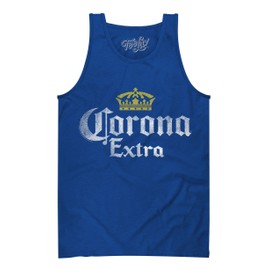 Tee Luv Men's Faded Corona Tank Top - Corona Beer Logo Tank Shirt, Royal Blue, L
