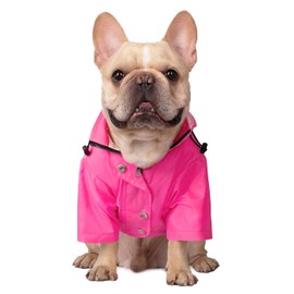 HDE Dog Raincoat Double Layer Zip Rain Jacket with Hood for Small to Large Dogs Pink - L