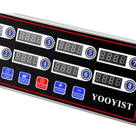 YOOYIST Commercial 8-Channel Multiple Kitchen Timers LED Calculagraph Professional for Restaurant Cooking Food Fryer Baking Coffee Loud Alarm Heavy Duty
