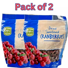 Southern Grove Dried Sweetened Cranberries – 6 oz Resealable Bags – Pack of 2