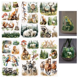 WANDIC 6PCS Rub On Transfer Stickers,Forest Animals Transfer Decals Waterproof Sticker for Furniture and Scrapbooking,15 * 30cm