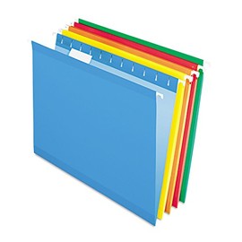 Pendaflex 415215ASST Hanging Folder, 1/5 Tab Cut, Letter, 25/BX, BE/RE/OE/YW/BAN