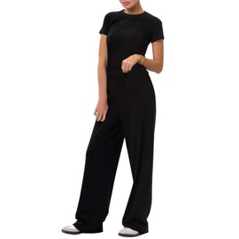 Tracksuit Womens Full Set Summer Short Sleeve Lounge Wear Sets for Women UK Women's Activewear Sets Casual Leisure 2 Piece Outfits Women (S, Black)