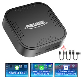 FBINSE Carplay AI Box, AI Box Carplay Video Streaming Device for Car with Wired Carplay/Android Auto, Car Streaming Box Supports Wireless CarPlay & Wireless Android Auto, 4+64GB, 8-Core, 4G & TF Card