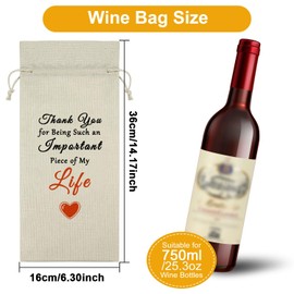 Thank You Gifts for Women Men Wine Bag Friendship Appreciation Gifts Birthday Gifts for Daughter from Mom Wine Bottle Storage Bag Graduation Gifts for Kids Wine Accessories Gifts for Wine Lovers