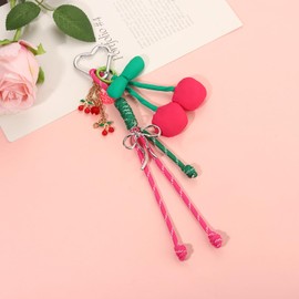 BVGA Cherry Bag Charms Keychain Cute Cherry Paracord Purse Charms Rope Heart Carabiner Key Chain Cute Bag Accessories Gifts for Women
