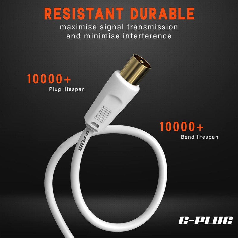 G-PLUG 2m Langes Antennenkabel Männlich zu Männlich – Satellitenkabel Koaxialkabel