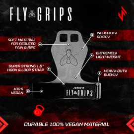 JerkFit Fly Grips, 2 Finger Vegan Gymnastics Bar Grips - Pull Up Hand Grip for Cross Training - Hand Grips for Hand Protection - Palm Guards for Athletes to Prevent Rips and Blisters (Small)
