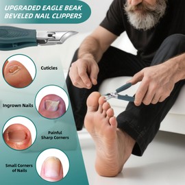 9-Piece Ingrown Toenail & Thick Nail Clipper, Eagle Beak Beveled Nail Clippers,Angled Nail Clippers,Suitable for Men,Women,and Comfort-Seeking Seniors at Home,in The Office,and During Travel (Black)