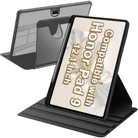Rotating Case Compatible with Honor Pad 9 12.1 Inch 2023 with Pen Holder, Slim Transparent Rotating Stand Cover for Honor Pad 9, Black