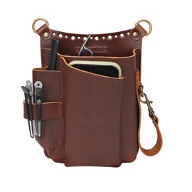 Tourbon Leather Scissor Belt Shoulder Bag Electrician Holster Gardening Florist Tool Pouch Multipurpose Tools Waist Bag with Detachable Strap