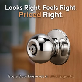 Copper Creek BK2040PS Ball Door Knob, Keyed Entry Function, 1 Pack, in Polished Stainless