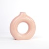 18cm Tall Pink Doughnut Ceramic Vase Flowers Artificial Table Boho