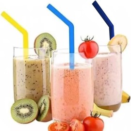 Paquete 6 Popotes Silicon Ecológico Con Cepillo Limpiador para todo tipo de bebidas varios colores incluye cepillo para limpiar tamaño grueso para frappes