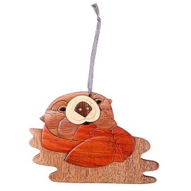 Unbranded Otter - Double-sided Wood Intarsia Christmas Tree Ornament - Mammal theme