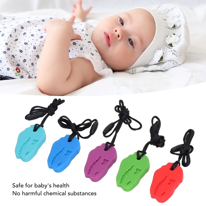 5pcs Infants Teething Necklace Silicone Exercise Senses Soothing Gum Chewing