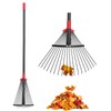 Garden Rake for Leaves: 70 Inch Adjustable Long Handle 18