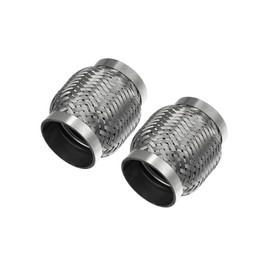 A ABSOPRO 2 piezas de escape de coche de 2.5 x 4 pulgadas, tubo flexible de escape universal de acero inoxidable, tono plateado