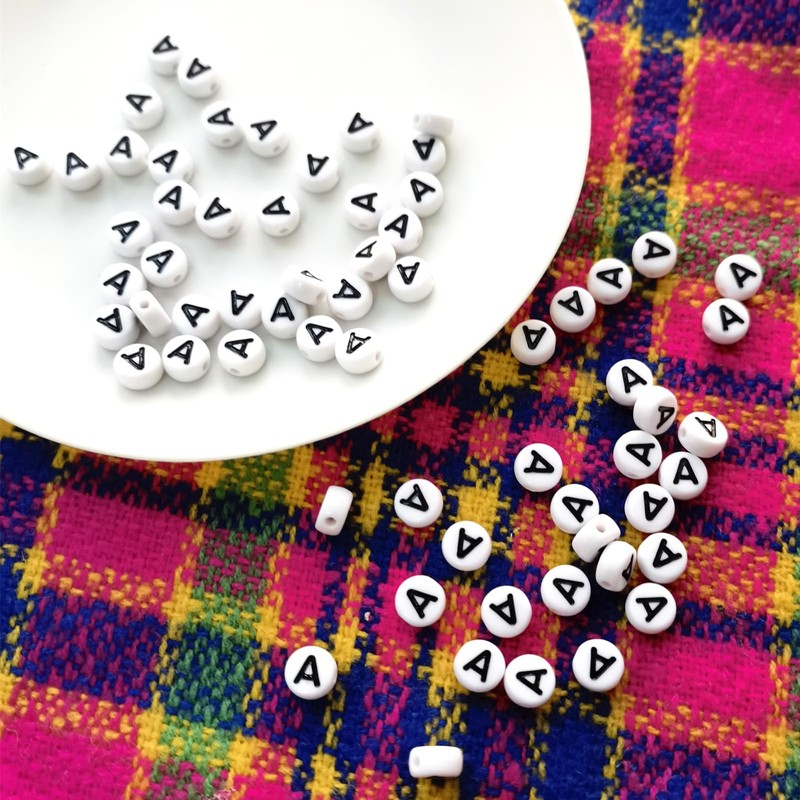 Lnvision Perline con Lettere A 300 Pezzi 4x7mm Vocale Bianco