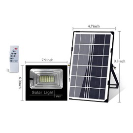 DuBom 20W to 800w 6000K Solar Flood Light Outdoor Remote, IP67 Waterproof Solar Power Security Light Auto On/Off, Dusk to Dawn for Yard, Gazebo, Shed, Barn, Porch, Patio, Garage, Garden (65W)