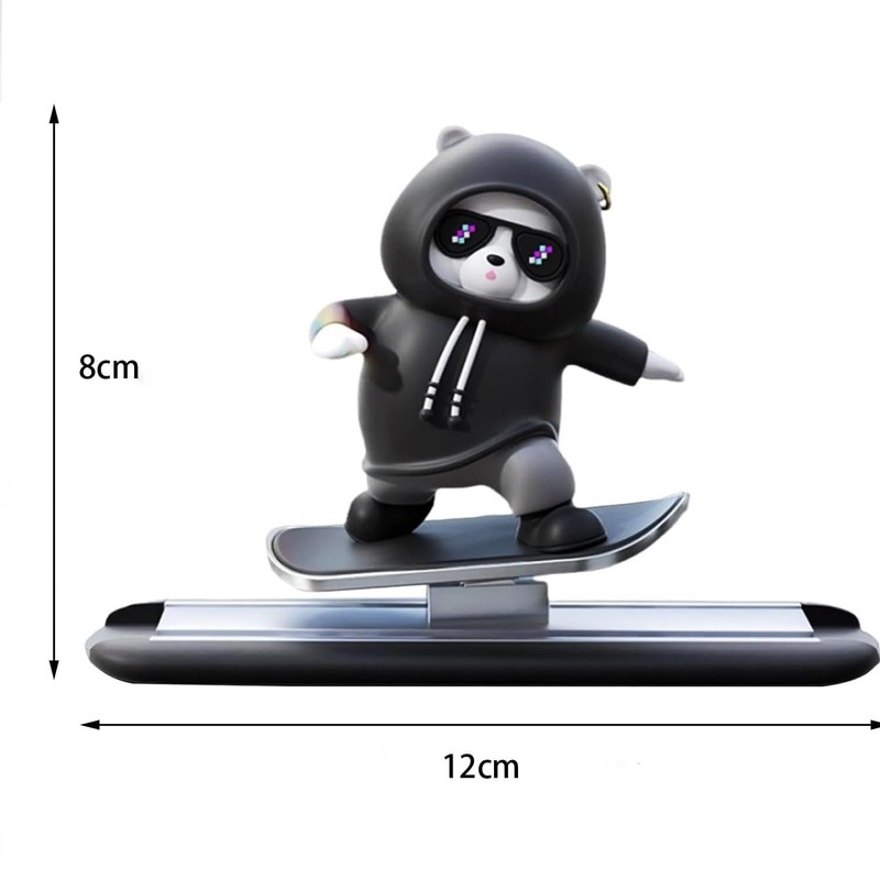 Roczential Skateboard Bear Dashboard Ornament, Skateboard Bear Car Ornament |