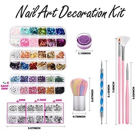 Fandamei FANDAMEI Nail Art Kit, Nail Design Tools Kit with Nail Art Brushes, Nail Dotting Tools,Fine Glitter,Nail Butterfly, Nail Heart Glitter Sequins, Nail Foil Flakes, Nail Art Rhinestones, Nail Dust Brush