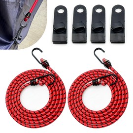 MOXRUQ 2 PCS Car Cover Gust Straps Wind Protector, Elastic Bungee Cords with Hooks Bungee Cords for Protecting Car Cover from Blowing Off in High Winds, Universal for Most Cars SUVs Trucks (Red)